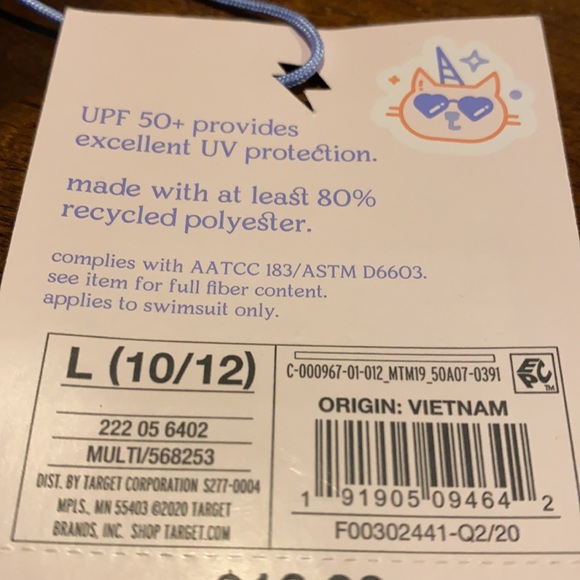 Girls' Long Sleeve Wave Stripe One Piece Swimsuit - Picture 8 of 8